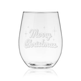 Merry Christmas Stemless Wine Glass