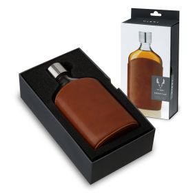 Parker Leather-Wrapped Glass Flask by Viski