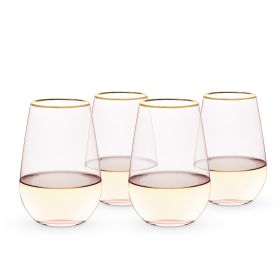 Rose 18 oz. Crystal Stemless Wine Glass Set of 4 by TwineÂ®