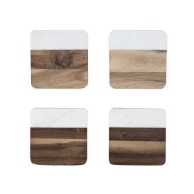 Marble & Acacia Coaster Set by Twine®