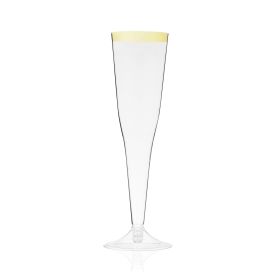 Plastic Gold-Rimmed Champagne Flutes by True