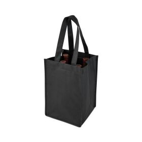 4 Bottle Non Woven Tote In Black by True