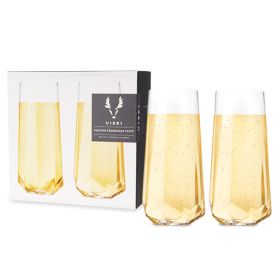 Faceted Crystal Stemless Champagne Flutes by Viski®