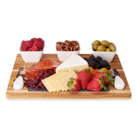 Acacia & Slate Cheese Board Set w/Ceramic Bowls by Twine Liv