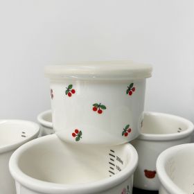 Children's Ceramic Bowl with lid (Option: White Cherry)