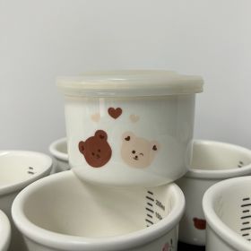 Children's Ceramic Bowl with lid (Option: White Two Bears)