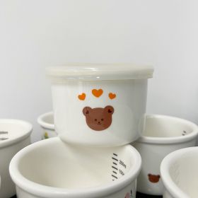 Children's Ceramic Bowl with lid (Option: White Coffee Bear)