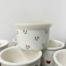 Children's Ceramic Bowl with lid (Option: White Tulip)