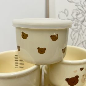 Children's Ceramic Bowl with lid (Option: Yellow Full Printed Bear)