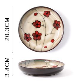 Hand Painted Ceramic Plate (Option: Red Plum Deep Plates)