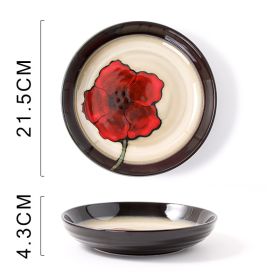 Hand Painted Ceramic Plate (Option: Flower Language Deep Plates)